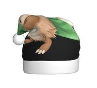 WHJSHOP Pañuelo verde de erizo con patrón de gorro de Navidad de felpa para hombres y mujeres, gorras de fiesta de Año Nuevo para adultos