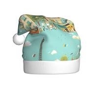 WHJSHOP París Street Scene Eiffel Tower - Gorro de Navidad para adultos para hombres y mujeres, diadema para ocasiones festivas