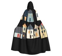 WHJSHOP Patrón de casa pequeña en nota adhesiva. Capa con capucha para adultos que garantiza un fácil cuidado y un uso duradero