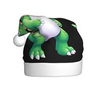 WHJSHOP Pequeño dinosaurio con un collar con patrón de sombreros de Navidad de felpa para hombres y mujeres, gorras de fiesta de Año Nuevo para adultos