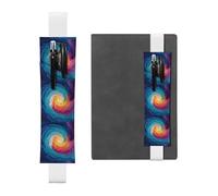 WHJSHOP - Portalápices de cuero blanco con impresión de espirales coloridos, banda elástica ajustable de 8.3 a 1.8 pulgadas, adecuado para la mayoría de cuadernos y diarios