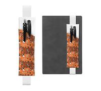 WHJSHOP - Portalápices de piel blanca con impresión de leopardo naranja tigre banda elástica ajustable de 8.3 a 1.8 pulgadas para cuadernos, diarios, diario de tapa dura