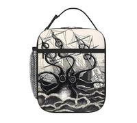 WHJSHOP Sailing Pirate Octopus Printing Portable Handheld Insulated Lunch Bag Suitable for Students to Work and Travel