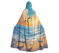 WHJSHOP Seagulls by the sea - Capa con capucha para adultos, sin cremallera, cómoda y duradera para juegos de rol