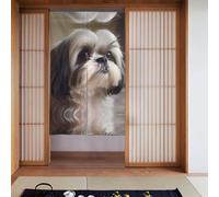 WHJSHOP Shih Tzu - Cortina de puerta con diseño de perro, protección de privacidad adecuada para cocina, baño, habitación, 86 x 142 cm