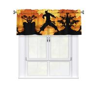 WHJSHOP Silhouettes of Martial Arts - Cortinas cortas con cenefa de 137 x 45 cm, filtrado de luz, fácil instalación para cocina, baño, lavandería, estudio