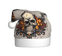 WHJSHOP Sombrero de Navidad con estampado de calavera de fuego para adultos, diseño suave, ligero y esponjoso para hombres y mujeres