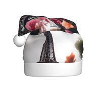 WHJSHOP Sombrero de Navidad con estampado de la torre Eiffel de París con flores para adultos para hombres y mujeres, diadema para ocasiones festivas