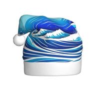 WHJSHOP Sombrero de Navidad con estampado de olas de mar azul de dibujos animados para adultos, por lo que es un regalo divertido y duradero para hombres y mujeres