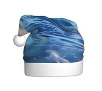 WHJSHOP Sombrero de Navidad con estampado de olas del océano azul para adultos, por lo que es un regalo divertido y duradero para hombres y mujeres