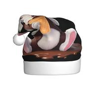 WHJSHOP Sombrero de Navidad con imagen de conejo comiendo helado de chocolate para adultos para fiestas de Halloween