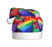 WHJSHOP Sombrero de Navidad con imagen de corazones del orgullo gay de colores arcoíris para adultos para uso en fiestas de Halloween