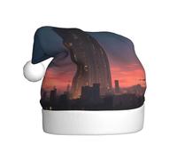 WHJSHOP Sombrero de Navidad con imagen de edificios altos en el sol de la noche para adultos para uso en fiestas de Halloween