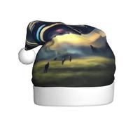 WHJSHOP Sombrero de Navidad con impresión de aterrizaje OVNI para adultos para hombres y mujeres, diadema para ocasiones festivas
