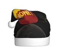 WHJSHOP Sombrero de Navidad de felpa para adultos, con estampado de oso come miel con tacto suave para fiestas de vacaciones y bailes, adecuado para hombres y mujeres