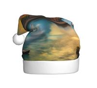 WHJSHOP Sombrero de Navidad estampado de atardecer en Barcelona para adultos, por lo que es un regalo divertido y duradero para hombres y mujeres