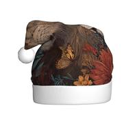 WHJSHOP Sombrero de Navidad estampado de león en las flores para adultos, diseño suave, ligero y esponjoso para hombres y mujeres