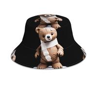 WHJSHOP Sombrero de pescador reflectante con patrón de oso agrietado, transpirable, para hombres y mujeres, para viajes, camping, color negro