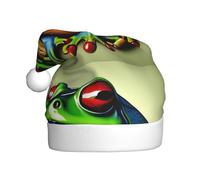WHJSHOP Sombreros de Navidad de felpa con patrón de rana de árbol de la paz para hombres y mujeres, gorras de fiesta de Año Nuevo para adultos