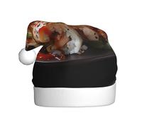 WHJSHOP Sombreros de Navidad de felpa para hombres y mujeres con patrón de sushi fresco y tentador, gorras de fiesta de Año Nuevo para adultos