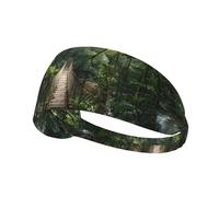 WHJSHOP Suspension Bridge in The Rainforest Prints - Diadema deportiva para mujer, a prueba de sudor, banda elástica de verano