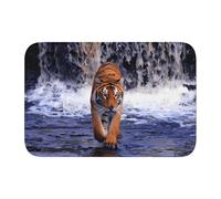 WHJSHOP Tapete de piso con borde de bloqueo de 101,6 x 152,4 cm, estampado de tigre de río, absorbente de agua y antideslizante, suave y cómodo para baño y cocina