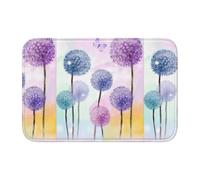 WHJSHOP Tapete de piso con borde de bloqueo de 101,6 x 152,4 cm, flores coloridas, estampado de mariposas moradas, absorbente de agua y antideslizante, suave y cómodo para baño y cocina