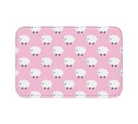 WHJSHOP Tapete de piso con borde de bloqueo de 40 x 60 pulgadas, estampado de ovejas rosas, absorbente de agua y antideslizante, suave y cómodo para baño y cocina