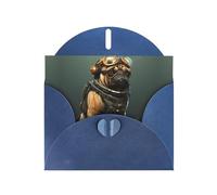 WHJSHOP Tarjeta de felicitación azul con impresión de perro carlino perfecta para el día de San Valentín, aniversario de boda e invitaciones de fiesta