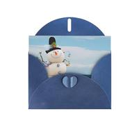 WHJSHOP Tarjeta de felicitación azul de muñeco de nieve con conchas de mar sentado en la playa de arena, patrón de 4 x 6 pulgadas para Navidad, cumpleaños de niños, día de San Valentín, aniversarios
