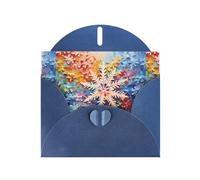 WHJSHOP Tarjeta de felicitación azul, pintura al óleo con copos de nieve, perfecta para el día de San Valentín, aniversario de boda e invitaciones de fiesta
