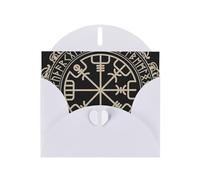 WHJSHOP Tarjeta de felicitación blanca con diseño mágico de runas nórdicas, patrón de brújula de 4 x 6 pulgadas para Navidad, cumpleaños de niños, día de San Valentín, aniversarios de boda e