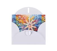WHJSHOP Tarjeta de felicitación blanca con pintura al óleo de copos de nieve, perfecta para el día de San Valentín, aniversario de boda e invitaciones de fiesta