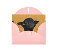 WHJSHOP Tarjeta de felicitación con diseño de ovejas negras escuchando música, papel nacarado de alta calidad, efecto perla de doble cara, sobre de papel perlado con hebilla de amor