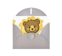 WHJSHOP Tarjeta de felicitación con estampado de The Little Bear in the Gold Powder, papel nacarado premium, efecto perla de doble cara, sobre de papel perla con hebilla de amor