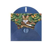 WHJSHOP Tarjeta de felicitación con impresión de la historia de la serpiente y el gato - Papel nacarado premium, efecto perla de doble cara, sobre de papel perla con hebilla de amor