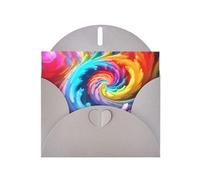 WHJSHOP Tarjeta de felicitación gris con impresión de remolino de arco iris, perfecta para el día de San Valentín, aniversario de boda e invitaciones de fiesta