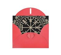 WHJSHOP Tarjeta de felicitación roja con diseño mágico de runas nórdicas, patrón de brújula de 4 x 6 pulgadas para Navidad, cumpleaños de niños, día de San Valentín, aniversarios de boda e