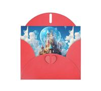 WHJSHOP Tarjeta de felicitación roja con impresión de castillo en la burbuja, perfecta para el día de San Valentín, aniversario de boda e invitaciones de fiesta