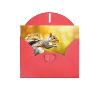 WHJSHOP Tarjeta de felicitación roja con patrón de ardilla comiendo nogal, 4 x 6 pulgadas para Navidad, cumpleaños infantiles, día de San Valentín, aniversarios de boda e invitaciones de fiesta