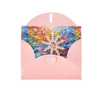 WHJSHOP Tarjeta de felicitación rosa con pintura al óleo con copos de nieve, perfecta para el día de San Valentín, aniversario de boda e invitaciones de fiesta