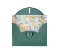 WHJSHOP Tarjeta de felicitación verde oscuro con patrón de mapa del mundo de 4 x 6 pulgadas para Navidad, cumpleaños de niños, día de San Valentín, aniversarios de boda e invitaciones de fiesta