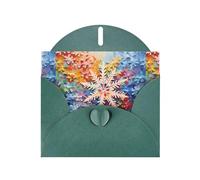 WHJSHOP Tarjeta de felicitación verde oscuro, pintura al óleo con copos de nieve, perfecta para el día de San Valentín, aniversario de boda e invitaciones de fiesta