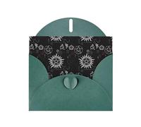 WHJSHOP Tarjeta de felicitación verde oscuro, símbolos sobrenaturales, patrón negro, 4 x 6 pulgadas, para Navidad, cumpleaños de niños, día de San Valentín, aniversarios de boda e invitaciones de