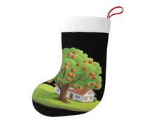 Whjshop The Apple Tree Next to The Cottage - Calcetines decorativos de Navidad para árboles de Navidad, mesas de comedor