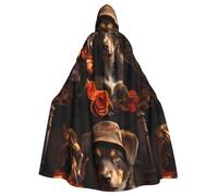WHJSHOP The Dog in the Hat Picture Halloween - Capa con capucha para adultos, sin cremallera, cómoda y duradera para juegos de rol