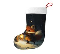 Whjshop The Fox That Lights Up The Forest Pattern - Calcetines de Navidad impresos de doble cara para decoración de interiores y fiestas de gran capacidad