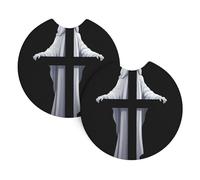 Whjshop The Ghost Behind The Cross Pattern - Soporte para tazas para interior de coche, 2 piezas, impermeable y rápido para coches, camiones, SUV y barcos