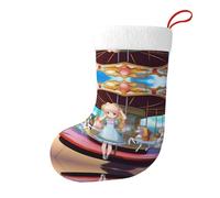 Whjshop The Girl On The Carousel - Calcetines de Navidad impresos de doble cara para decoración de interiores y fiestas de gran capacidad