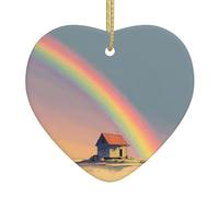WHJSHOP The House Under the Rainbow - Colgante de cerámica con estampado navideño para decoración de interiores, regalo para festivales